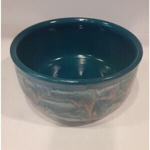 Vintage Amy Green Artist Signed Pottery Bowl 8" Drip Glaze